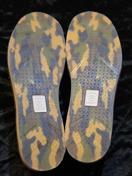 Ariat Brown Leather Slip-On Loafers with Camo Heel Accent main image 6
